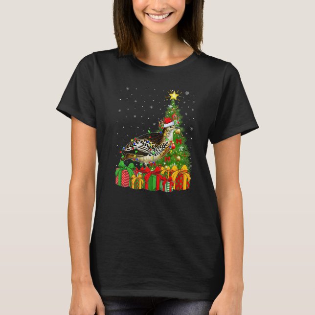 Camiseta Quail Bird  Xmas Holiday Santa Quail Christmas Tre (Anverso)