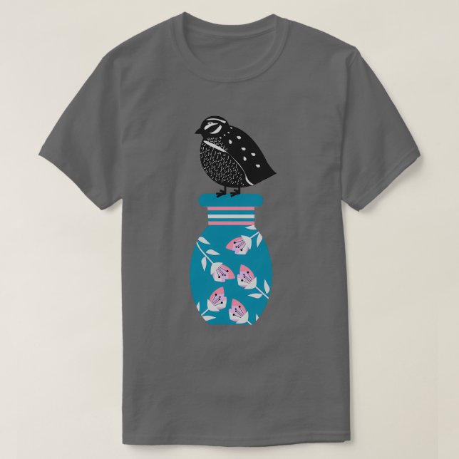 Camiseta Quail sitting on a vase (Diseño del anverso)