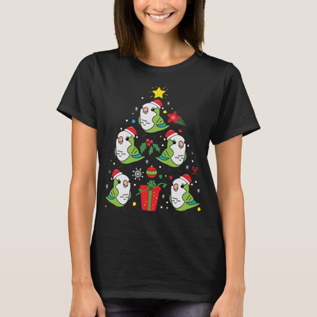 Camiseta Quaker Parrot Green Christmas Ornamny Tree Funny (Anverso)