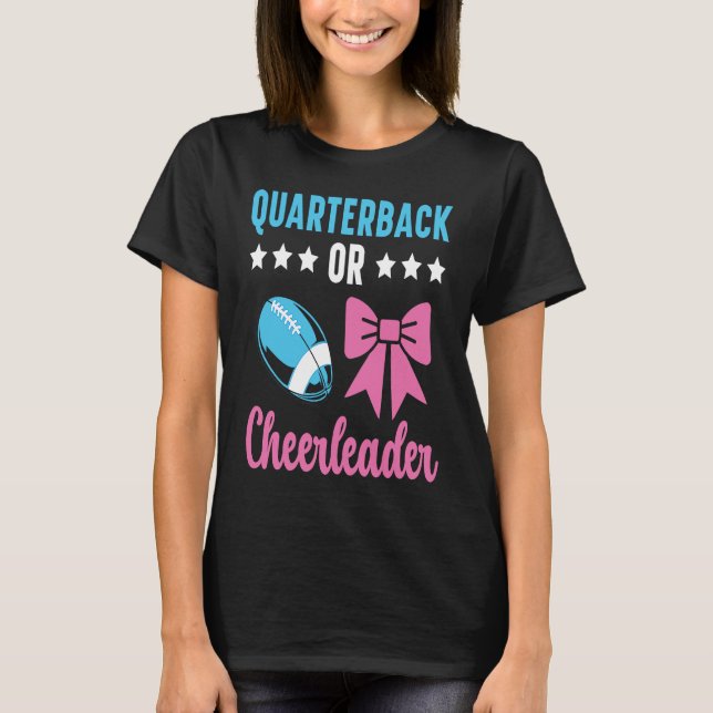Camiseta Quarterback Or Cheerleader Baby Announcement Gende (Anverso)