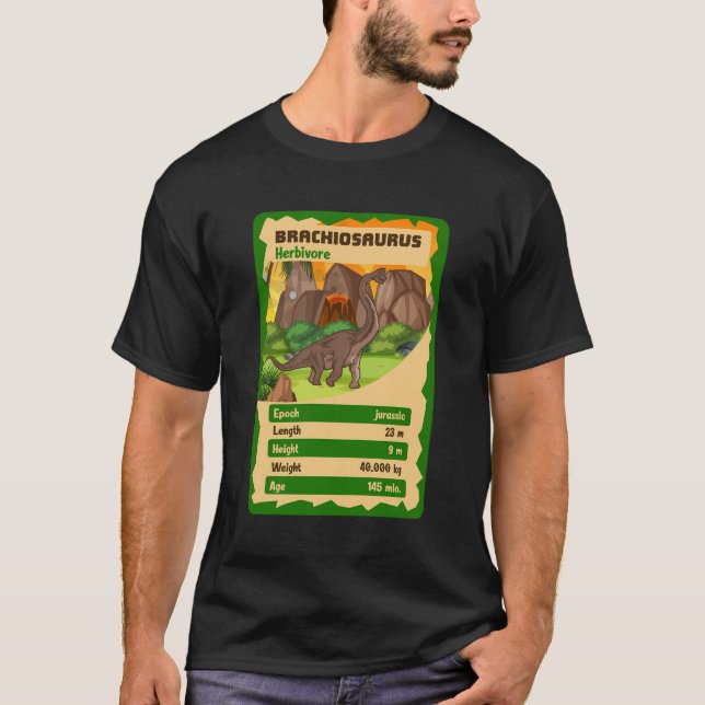 Camiseta Quartet Card Brachiosaurus Dinosaur Fact (Anverso)