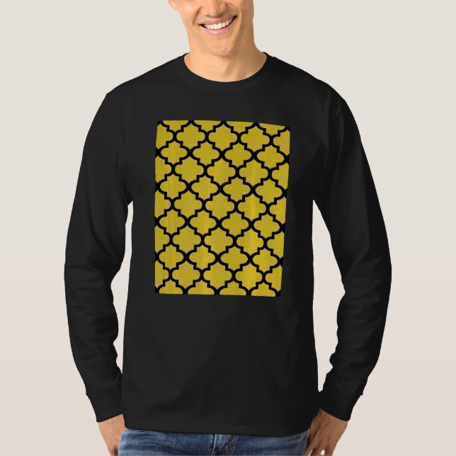 Camiseta Quatrefoil Pattern In Black Outline On Mustard Yel (Anverso)