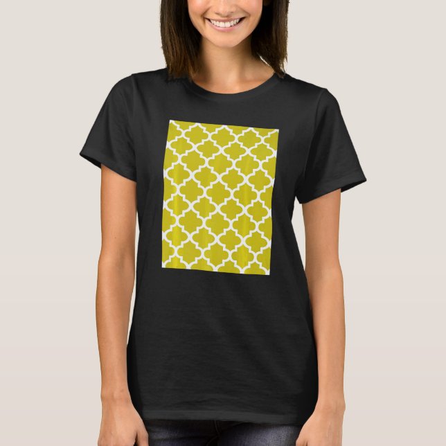 Camiseta Quatrefoil Pattern In White Outline On Mustard Yel (Anverso)
