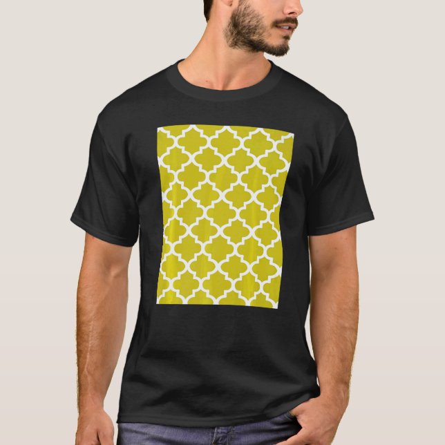 Camiseta Quatrefoil Pattern In White Outline On Mustard Yel (Anverso)
