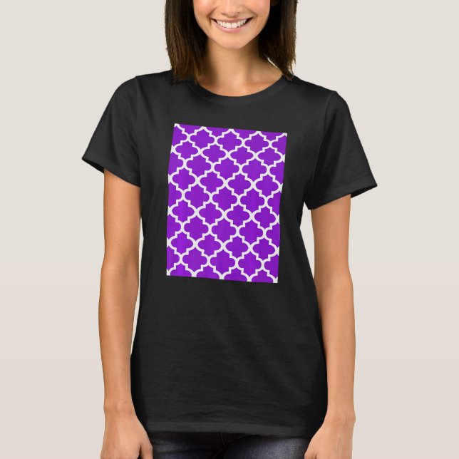 Camiseta Quatrefoil Pattern In White Outline On Purple (Anverso)