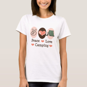 Camiseta que acampa del amor de la paz