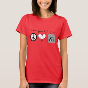 Camiseta que acampa del amor de la paz