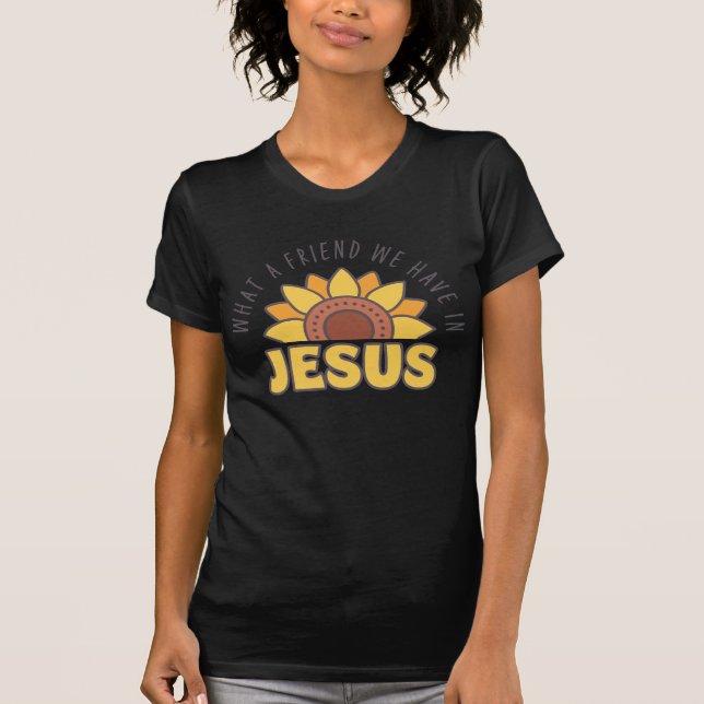 Camiseta Qué Amigo tenemos en Jesús Himman Letras Damas (Anverso)