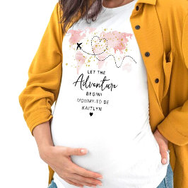 Camiseta "¡Que comience la aventura!" Baby Shower de mapa d
