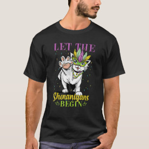 Camiseta Que Comiencen Las Travesuras Cute Cat Mardi Gras