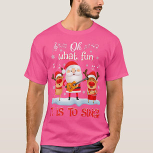 Camiseta Qué Diversión Es Cantar Música Reindeante Santa Po