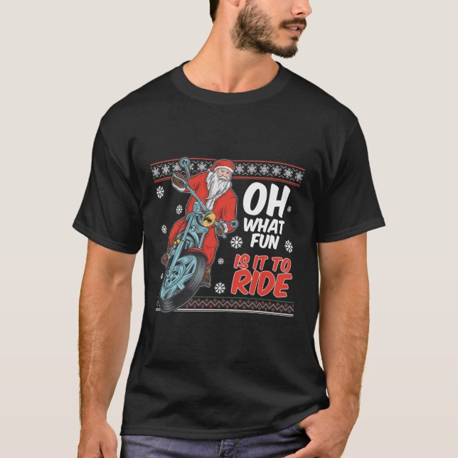 Camiseta Qué Diversión Es Pasar Por Santa En Moto (Anverso)