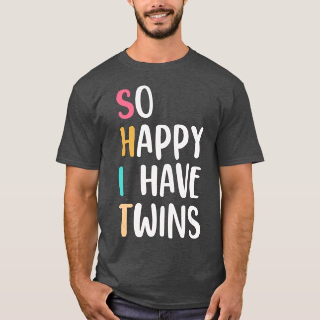 Camiseta Qué divertido tan feliz que tengo gemelos padres m (Anverso)