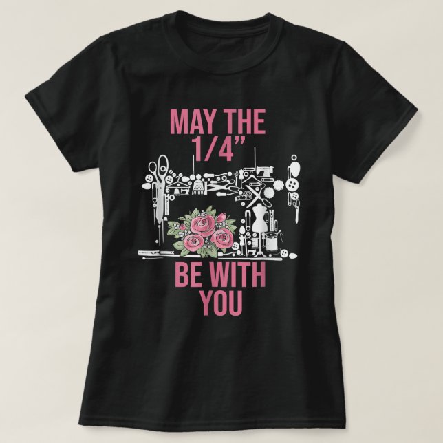 Camiseta Que El 14 Esté Contigo Con La Máquina De Coser   (Diseño del anverso)