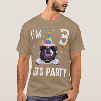 Camiseta Que El Tercer Cumpleaños Fiesta Con El Bulldog Fra