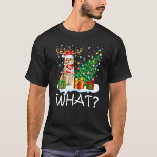 Camiseta Qué gato árbol de Navidad iluminación Santa Gato N