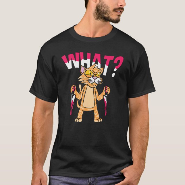 Camiseta Qué gato asesino con cuchillo (Anverso)