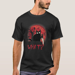 Camiseta Qué gato asesino sostiene a Knife Graciosa Hallowe