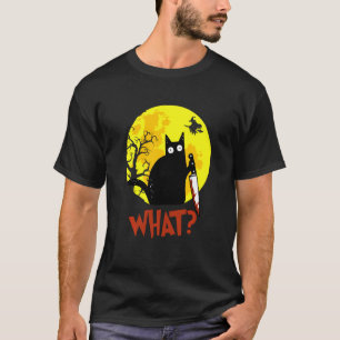 Camiseta Qué gato asesino sostiene a Knife Graciosa Hallowe