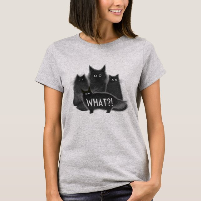 Camiseta "¡¿Qué?!" Gato gracioso (Anverso)