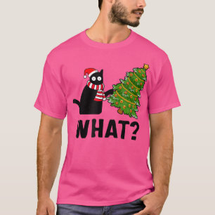 Camiseta Qué gato negro divertido del árbol de Navidad