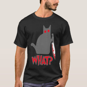 Camiseta QUÉ Gato Psicoso Asesino Gato con Cuchillo
