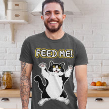 ¡Qué gracioso, "Feed Me!" Gato / Arte gráfico