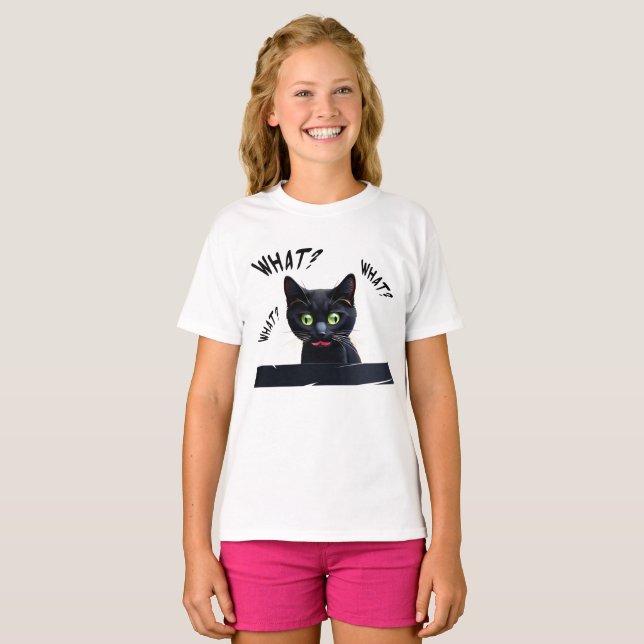 Camiseta ¿Qué gracioso gato negro? (Anverso completo)