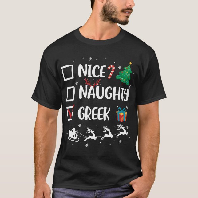 Camiseta Qué graciosos Navidades griegos graciosos Santa Ha (Anverso)