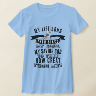 Camiseta Qué grande eres himno - Notas musicales y pájaro