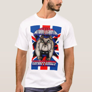 Camiseta que insulta, con el bulldog, Union Jack,