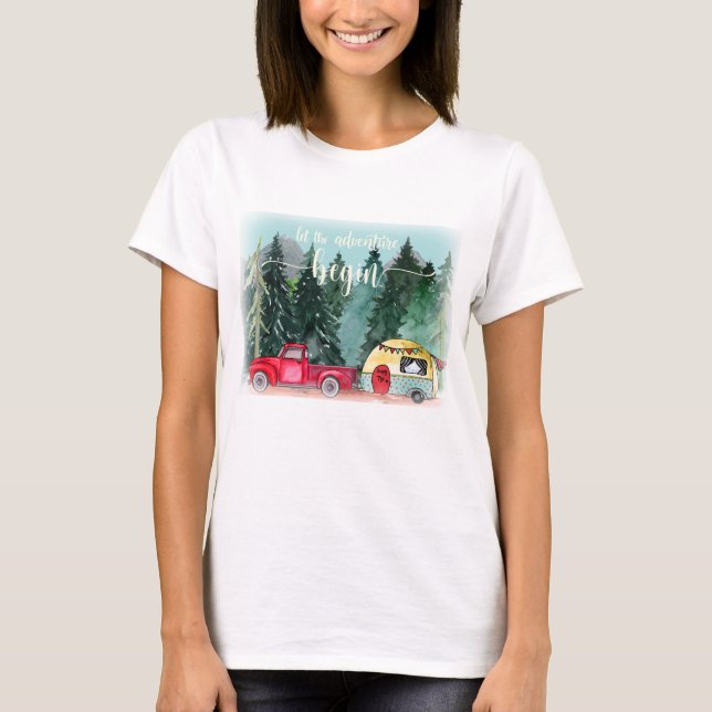 Camiseta Que la aventura comience el camping forestal (Anverso)