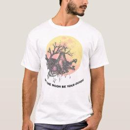 Camiseta Que la luna sea tu guía, lobo en la luna, rústico
