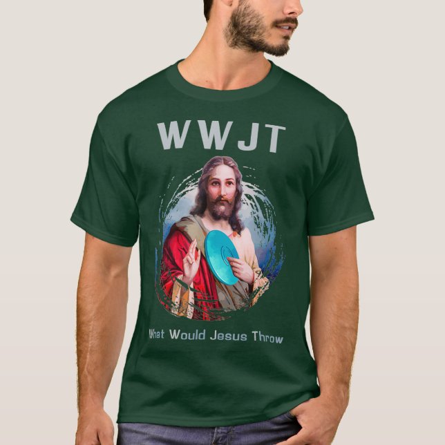 Camiseta ¿Qué lanzaría Jesús al divertido disco de golf par (Anverso)