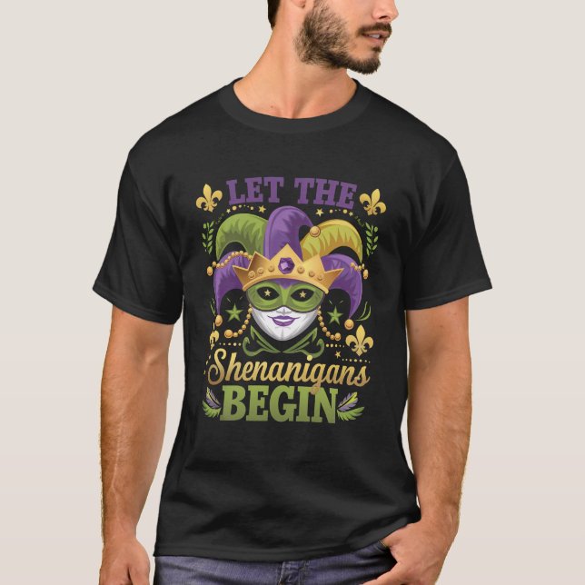 Camiseta Que los Shenanigans comiencen el Mardi Gras (Anverso)