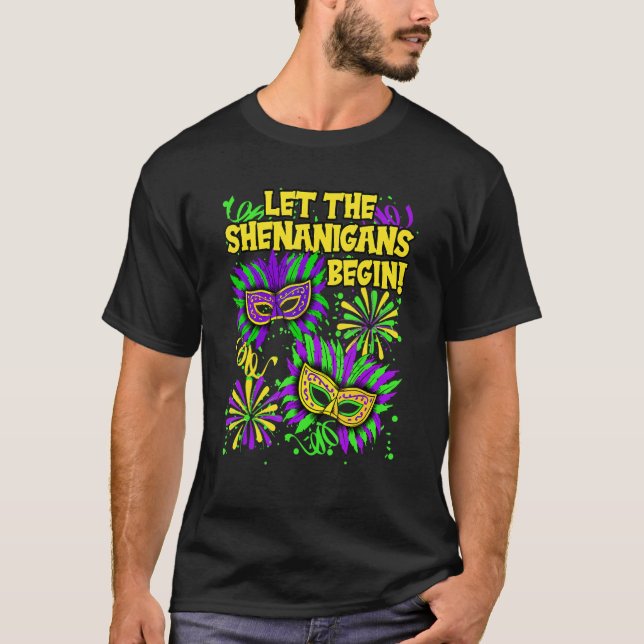 Camiseta Que los Shenanigans comiencen las máscaras de Mard (Anverso)