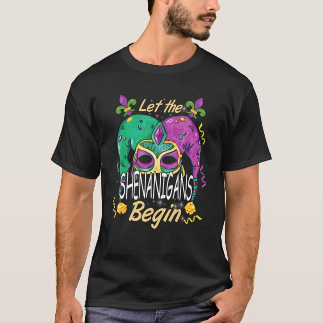 Camiseta Que los Shenanigans comiencen una máscara graciosa (Anverso)
