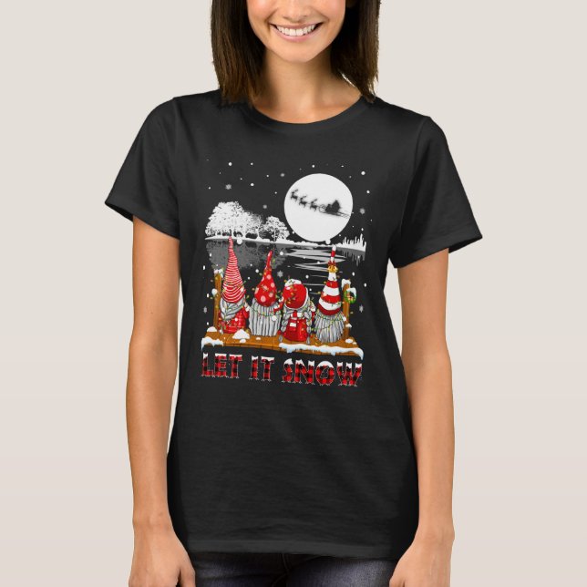 Camiseta Que Nieva Gnome Juegue A Navidades Pajamas Familia (Anverso)