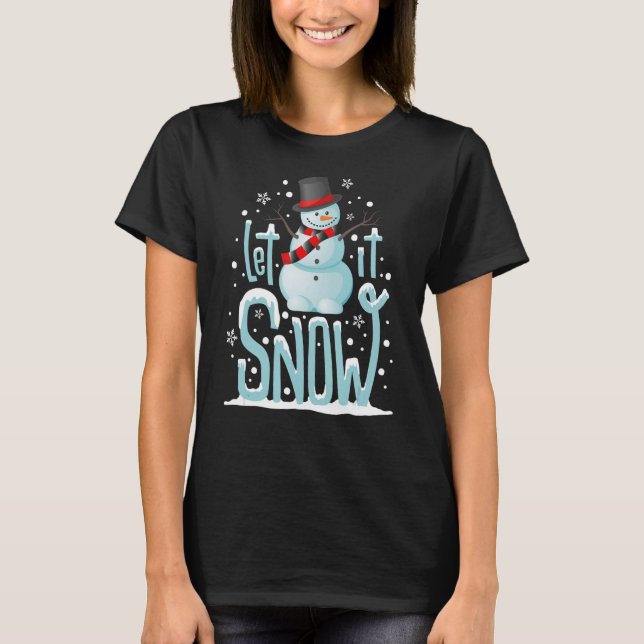 Camiseta Que Nieva Graciosas Estrellas De Snowman (Anverso)