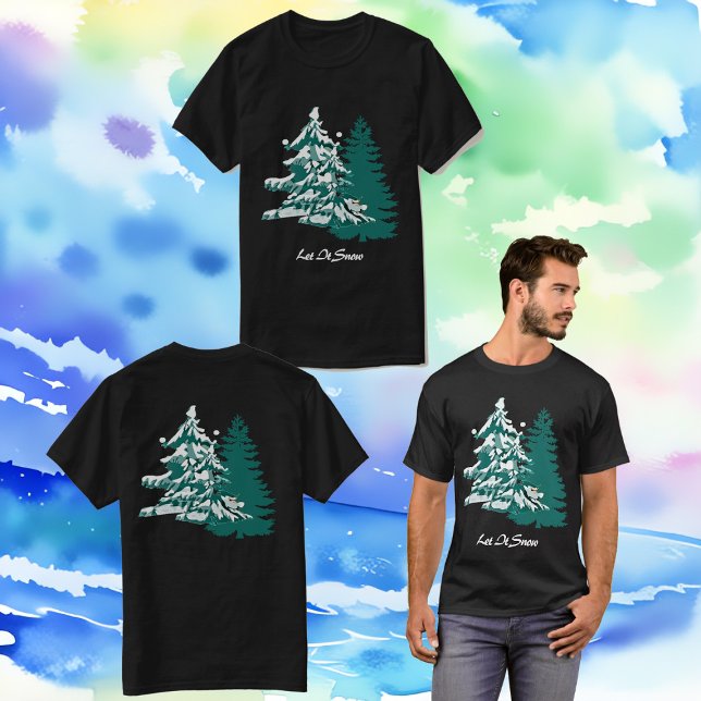 Camiseta Que nieve acuarela Navidades de invierno Woodland (Let it Snow Watercolor Winter Christmas Woodland T-Shirt)