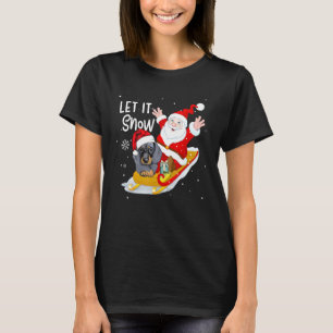 Camiseta Que Nieve Las Noches Cute Dachshund Y Santa Claus