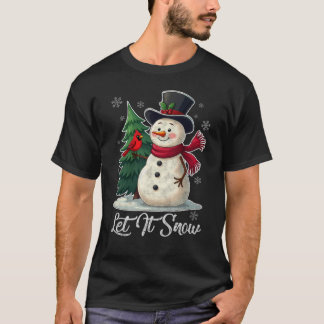 Camiseta Que nieve - Snowman con cardenal vintage