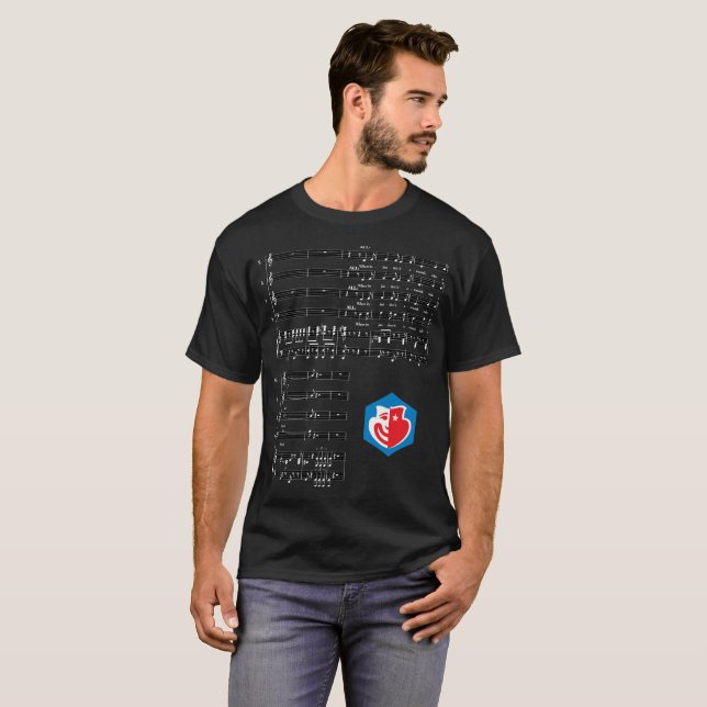 Camiseta Qué nosotros letras y música articuladas (Anverso completo)