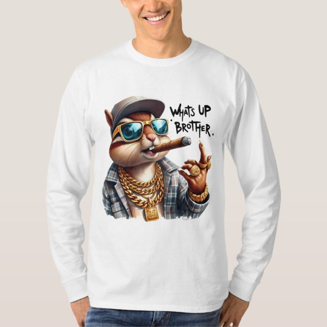 Camiseta qué pasa hermano Squirrel Fumar cigarro (Anverso)