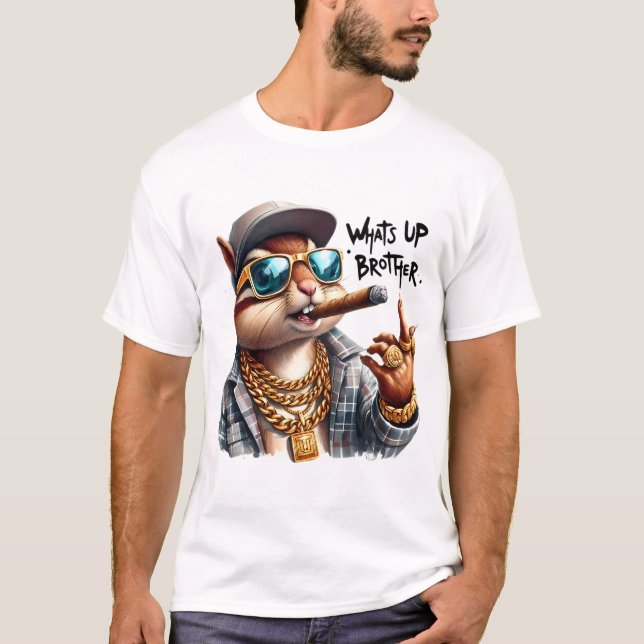 Camiseta qué pasa hermano Squirrel Fumar cigarro (Anverso)