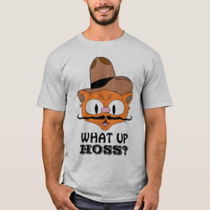 Camiseta ¿Qué pasa, Hoss? Gato con Bigote de Dibujo Animado