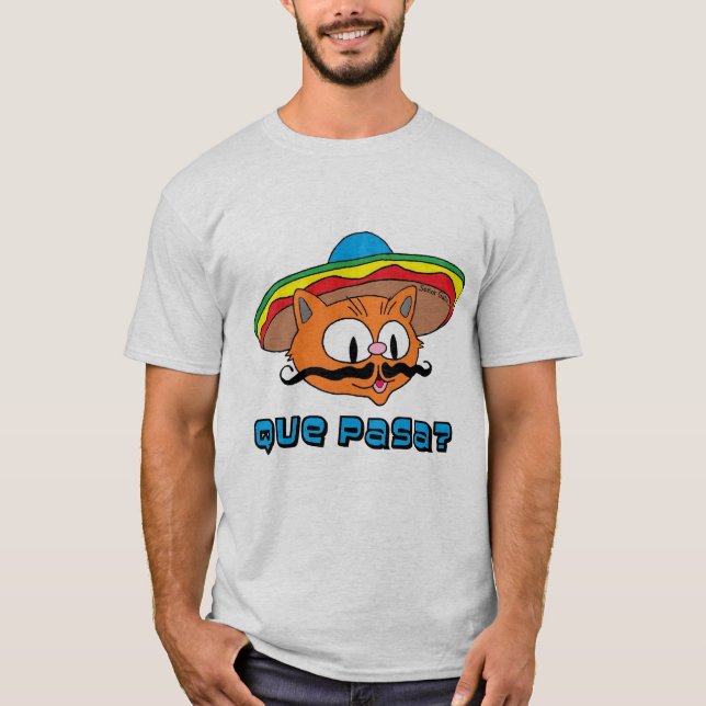 Camiseta Que pase el señor Gato™ Personalizado Mustache Cat (Anverso)