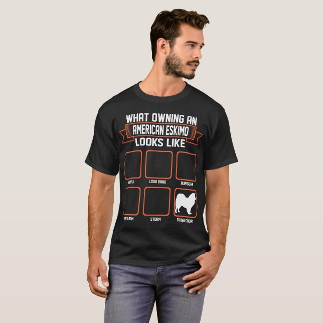 Camiseta Qué perro esquimal americano poseido parece (Anverso completo)