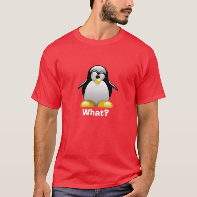 Camiseta ¿Qué? Pingüino (rojo para hombre) (Anverso)