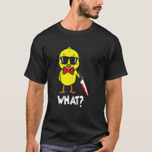 Camiseta Qué Pollo Amarillo Mortífero Que Sostiene Un Cuchi